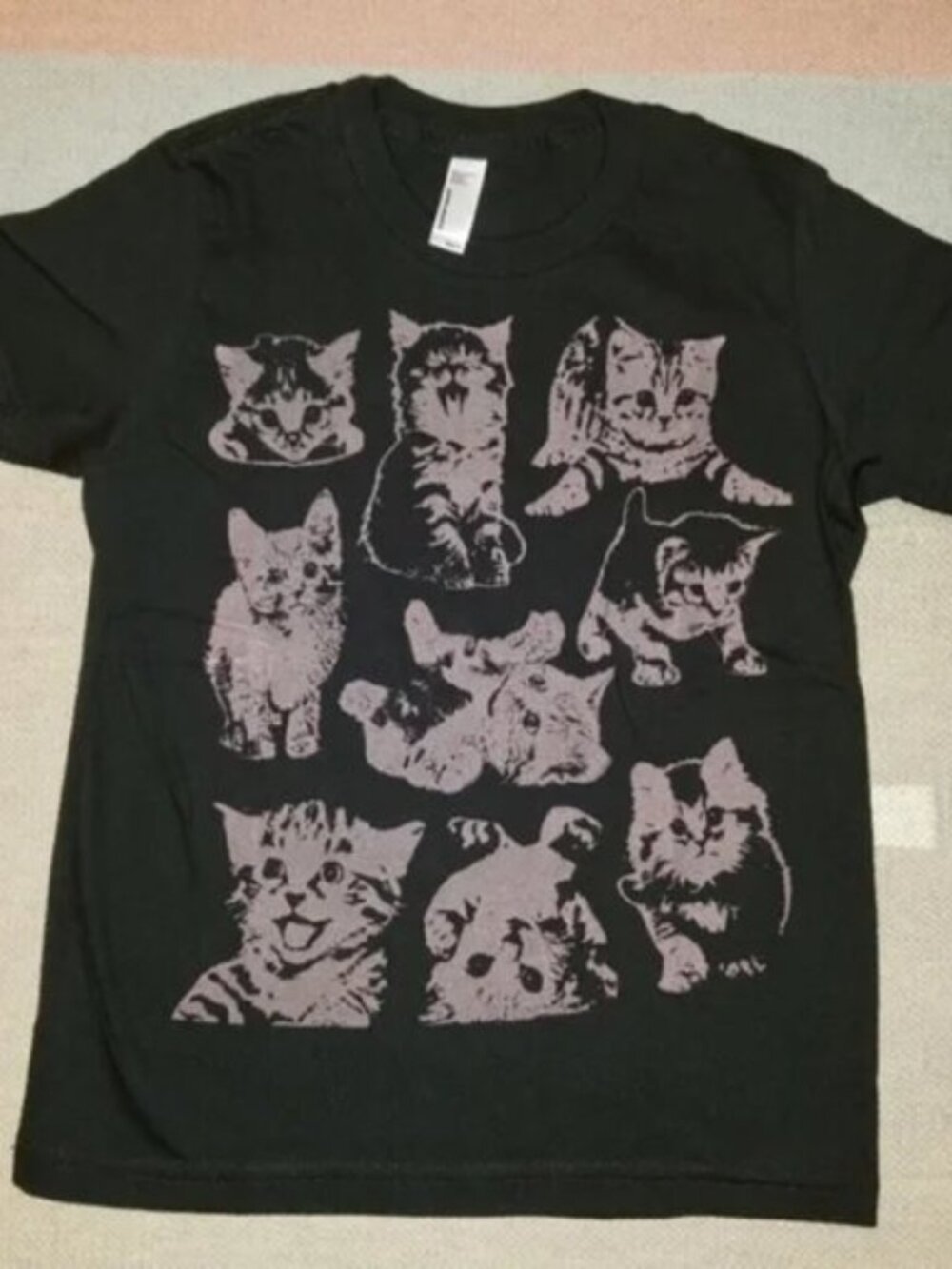 Playful Kittens glow in the dark t-shirt Women's Size S Black